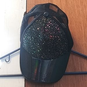 Sparkly baseball cap with mesh paneling